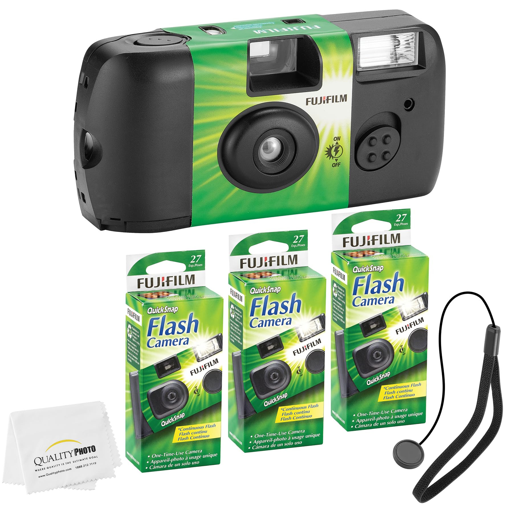 Fujifilm QuickSnap Flash 400 Disposable 35mm Camera + Hand Strap + Quality Photo Microfiber Cloth... | Amazon (US)
