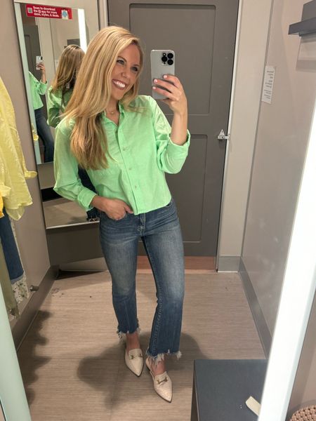 This cropped button down comes in four colors. Love this green for spring and it’s just $25!

#LTKstyletip #LTKfindsunder50 #LTKworkwear