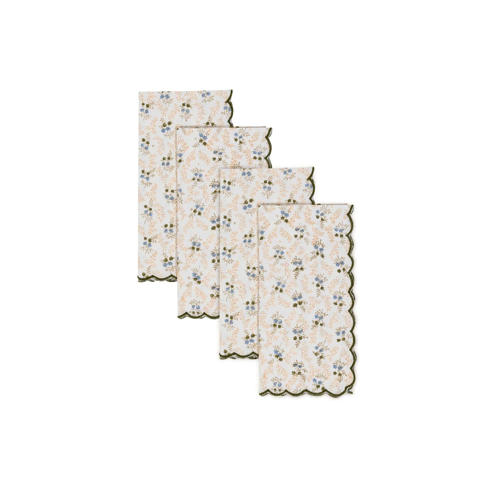 Petite Floral Scalloped Napkin Set of 4 | Brooke and Lou