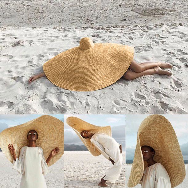 Fashion Large Sun Hat Beach Anti-UV Sun Protection Foldable Straw Cap Cover | Walmart (US)