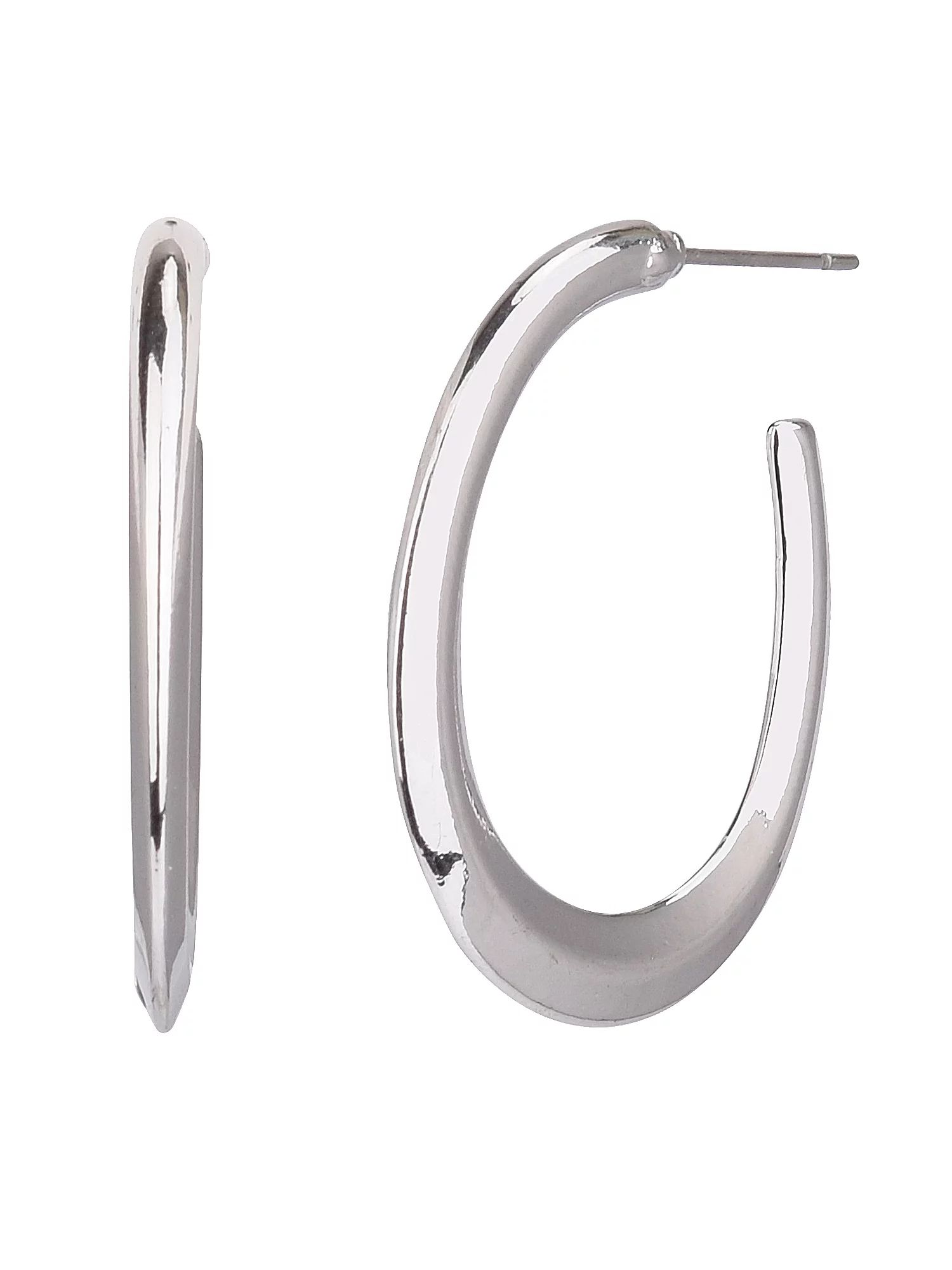 Time and Tru Women's Thick Silver Post Hoop Earring | Walmart (US)