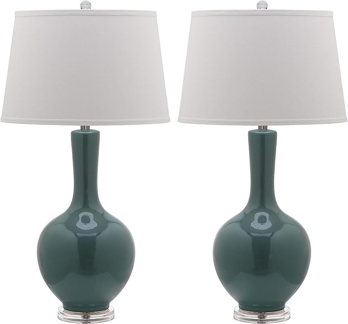Safavieh Lighting Collection Blanche Gourd Teal and White Table Lamp, Set of 2 | Amazon (US)