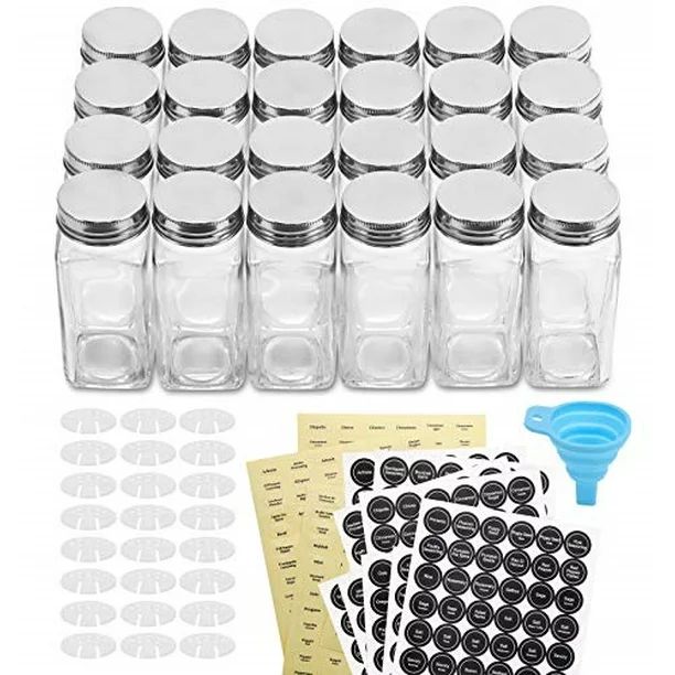 Aozita 24-piece Glass Spice Jars/Bottles [4oz] with Shaker Lids and Metal Caps - 612 Spice Labels... | Walmart (US)