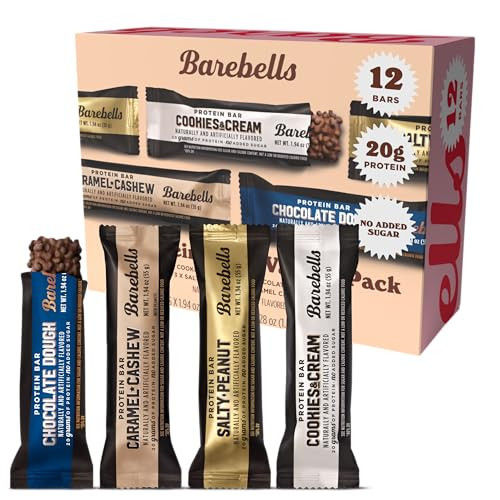 Barebells Protein Bars Variety Pack - 12 Count, 1.9oz Bars - Protein Snacks with 20g of High Protein - Chocolate Protein Bar with 1g of Total Sugars - Perfect on The Go Protein Snack & Breakfast Bars | Amazon (US)
