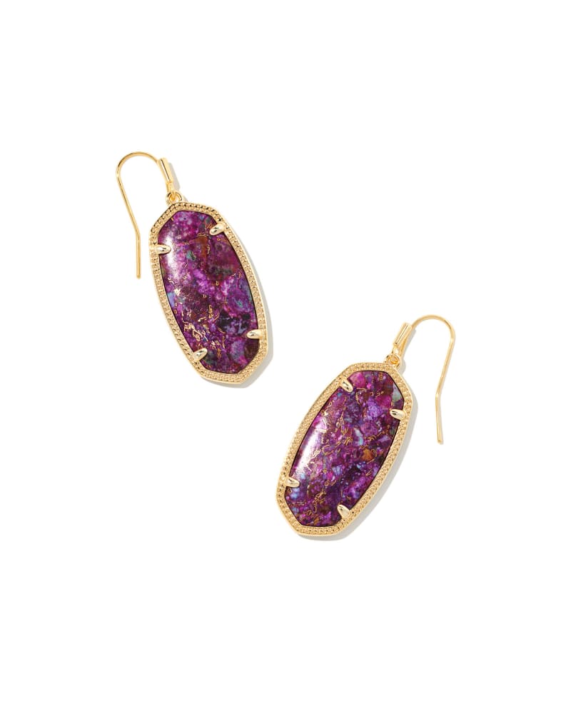 Elle Gold Drop Earrings in Bronze Veined Purple Turquoise Magnesite | Kendra Scott