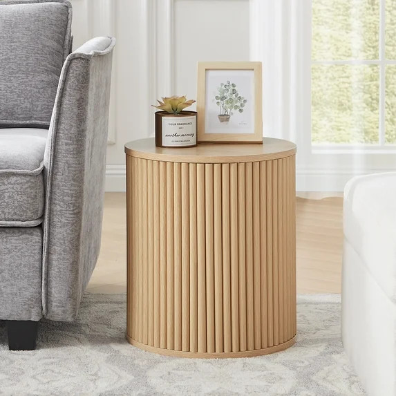Wirrytor Round Side Table for living room set of 2, Fluted End Table, Mid Century Modern Small Ac... | Walmart (US)