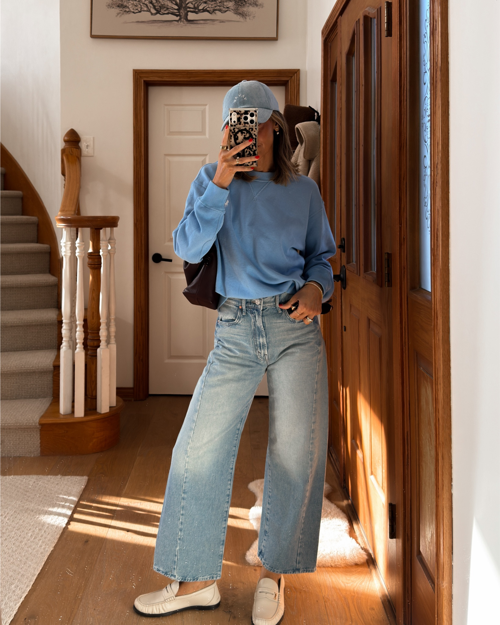 Nail appointment day! Comfy crop jeans, very spring. Added a pop of blue in this RL extra soft sweatshirt and loafers! 

#LTKootd #LTKdayinmylife #LTKSeasonal
