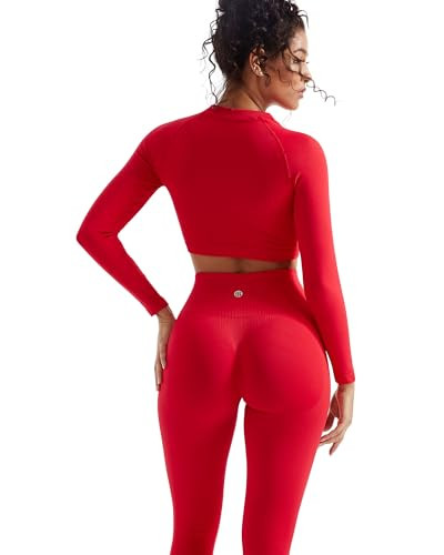 Amazon.com: SUUKSESS Women 2 Piece Workout Sets Hidden Scrunch Hip Lifting Seamless Leggings Long... | Amazon (US)