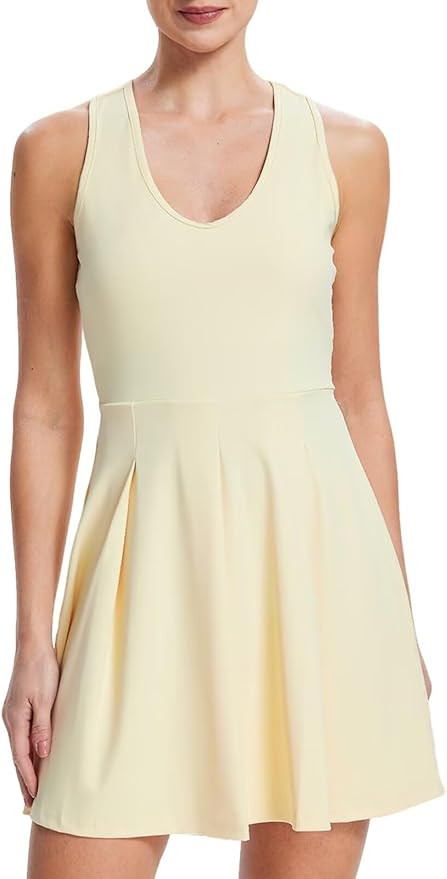 Women's Tennis Golf Dress, Pleated A-Line Racerback with Removable Padding & Detachable Shorts wi... | Amazon (US)