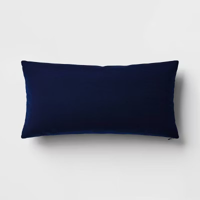 12"x24" Outdoor Decorative Pillow Cover Velvet Navy Blue - Threshold™ | Target