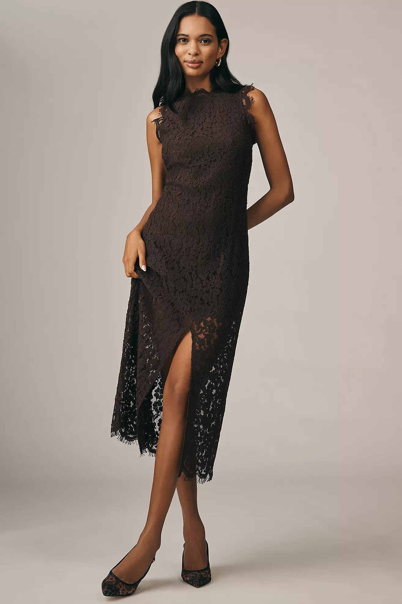 Endless Rose Sleeveless Mock-Neck Lace Midi Dress | Anthropologie (US)