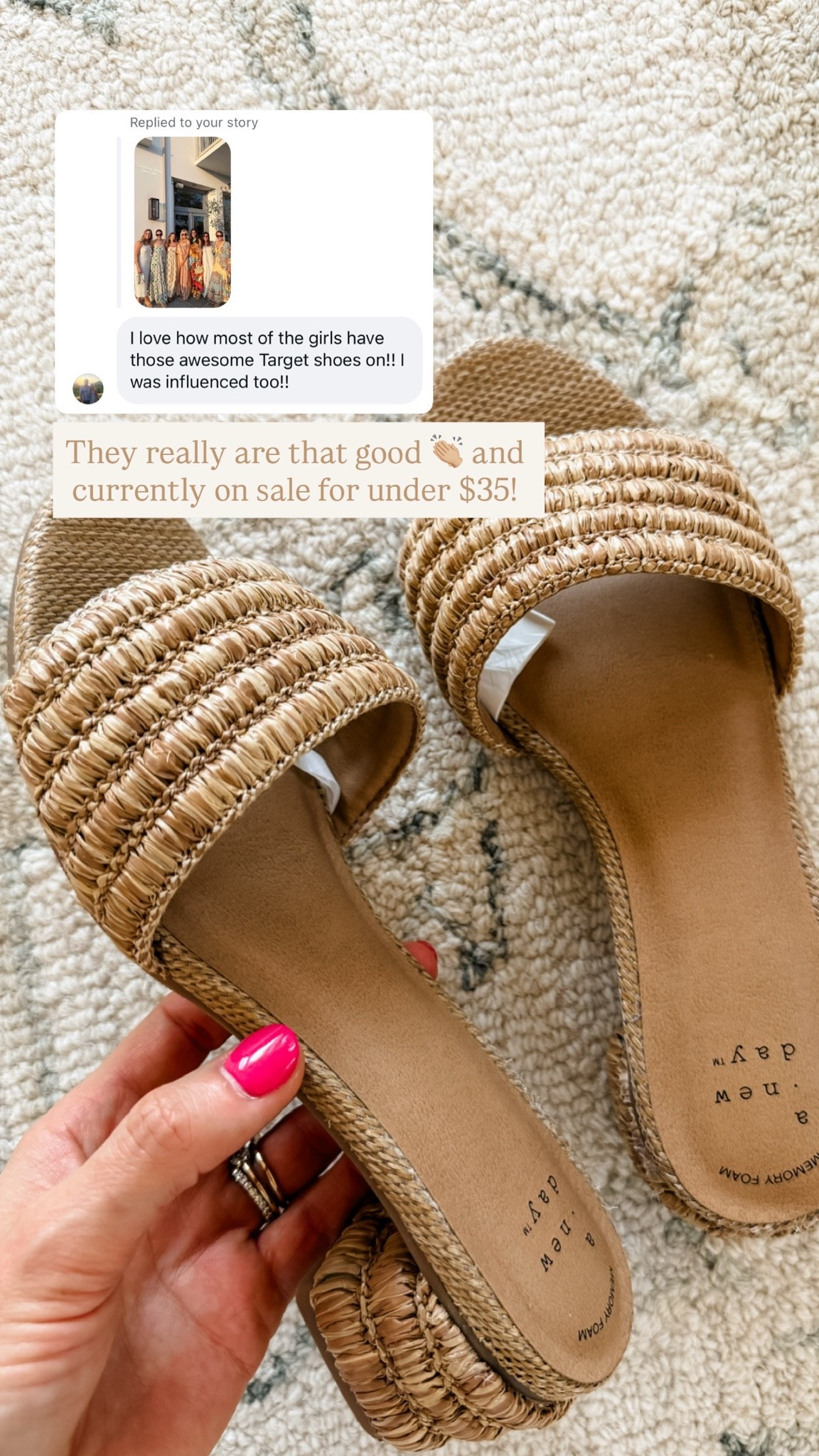 I have worn these sandals on repeat so far this season! Currently on sale too 👏🏼

Loverly Grey, Target shoe sale, rattan heels

#LTKSeasonal #LTKSaleAlert