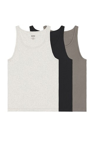 SKIMS Cotton Rib Tank 3-Pack in Grey. - size L | Revolve Clothing (Global)