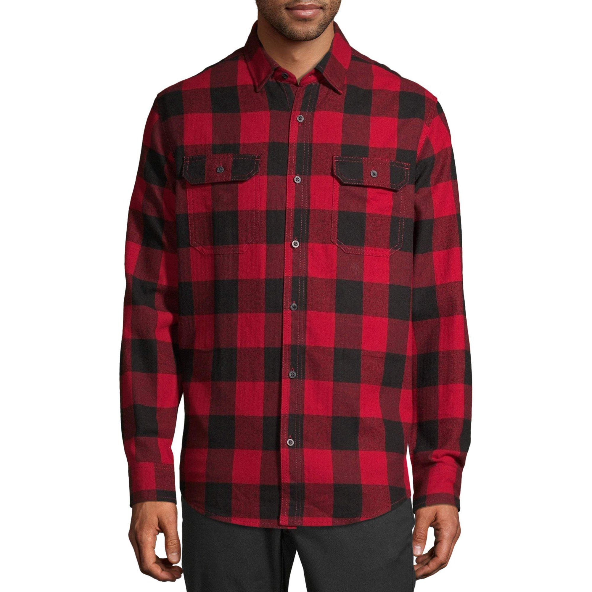 George Men's and Big Men's Buffalo Plaid Super Soft Flannel Shirt, Up to 5XLT | Walmart (US)