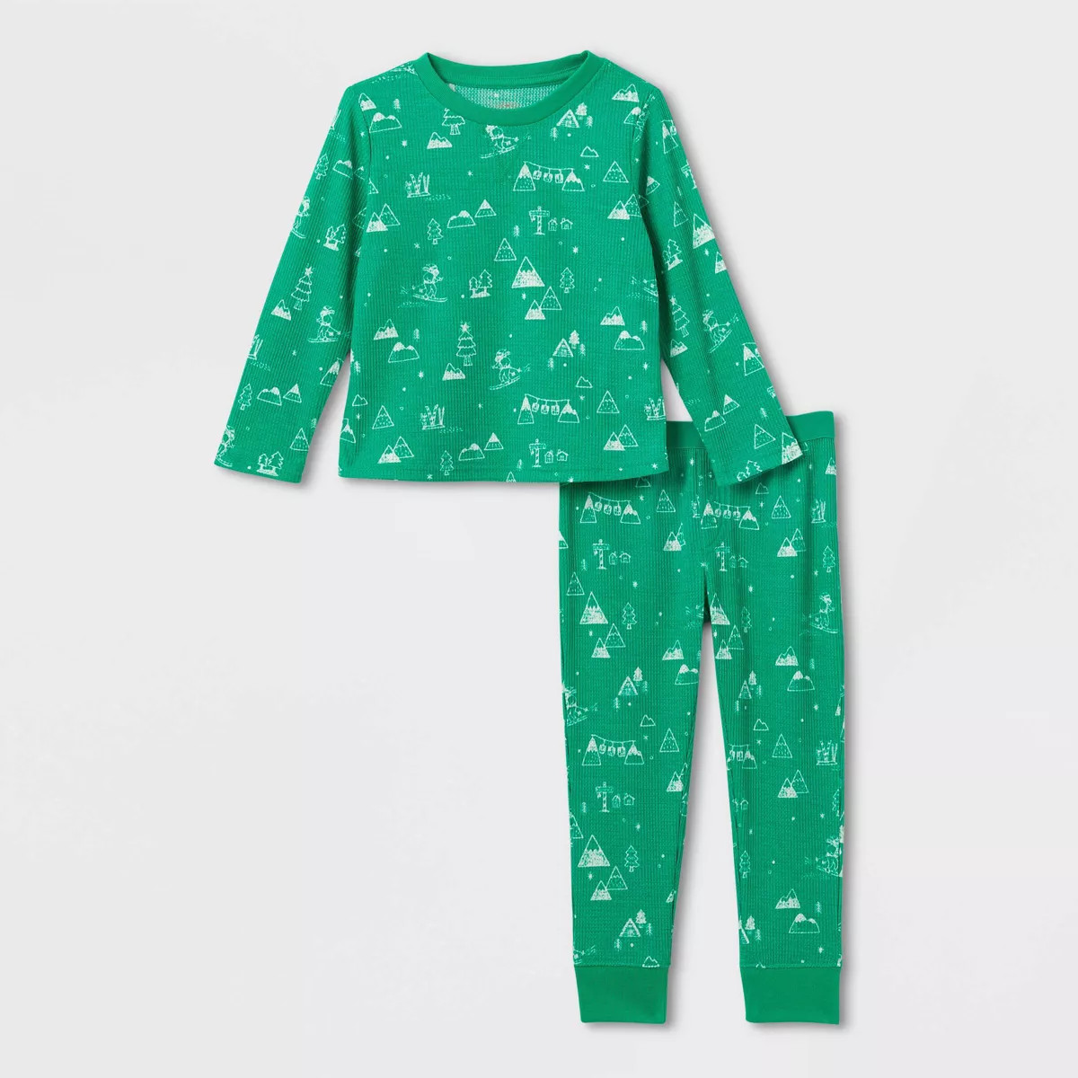 Toddler Ski Scene Matching Family Thermal Pajama Set - Wondershop™ Green | Target