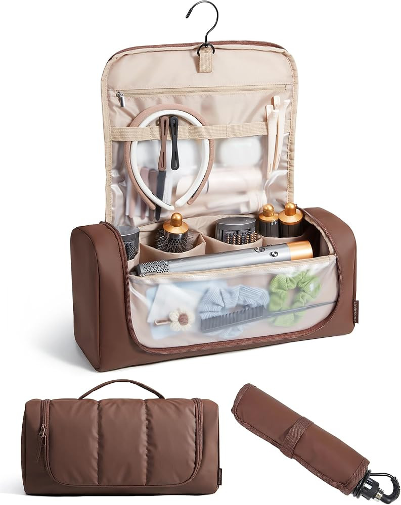 BAGSMART Hair Tool Organizer Travel Bag Compatible with Dyson Airwrap,Shark Hair Dryer, Wide-open... | Amazon (US)