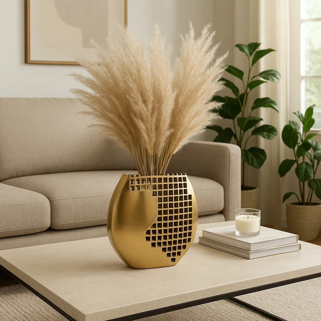 Modern Glam Metal Aluminum Decorative Vase for Home and Office Decor Accent for Living Room Bedro... | Wayfair North America