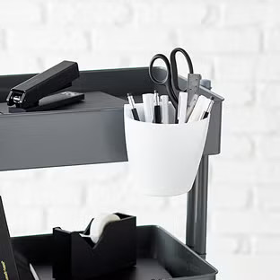 White 3-Tier Rolling Cart Hanging Organizer Cup | The Container Store
