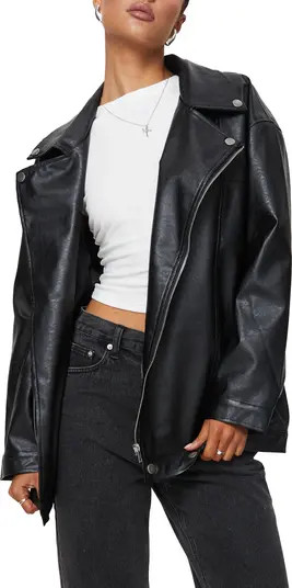Oversize Faux Leather Biker Jacket | Nordstrom