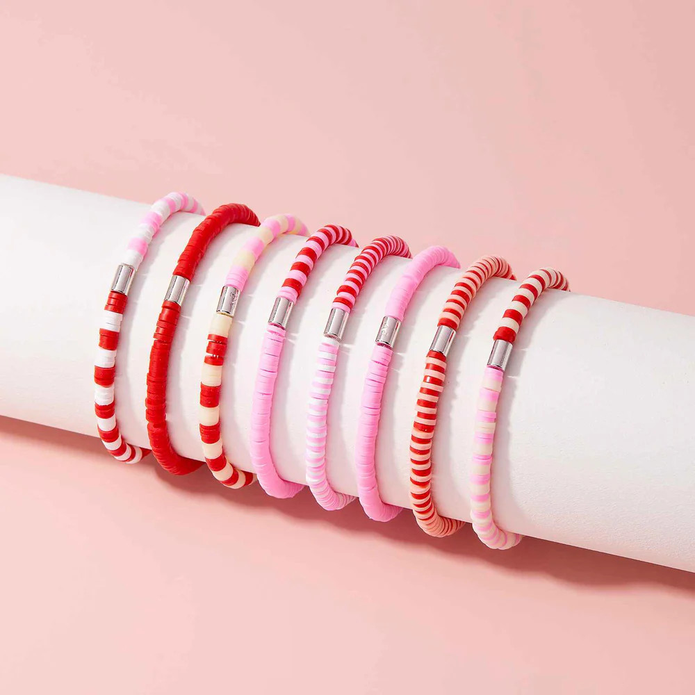 Vacation Vibes Pink Moment Stretch Bracelet Set of 8 | Pura Vida Bracelets