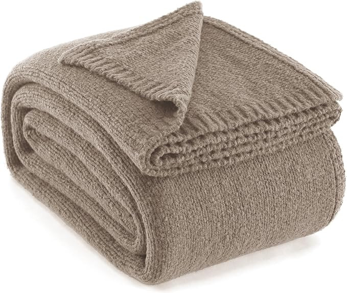 Carriediosa Wool Blend Knit Throw Blanket 50" X 60", 50% Recycled Polyester Soft Cable Knitted Fl... | Amazon (US)