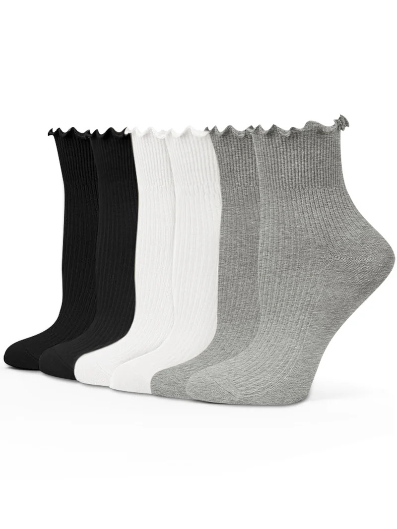 UVN 6 Pairs Womens Socks Novelty Ruffle Ankle Socks for Women Breathable Comfort Sock, Size 5-9 | Walmart (US)
