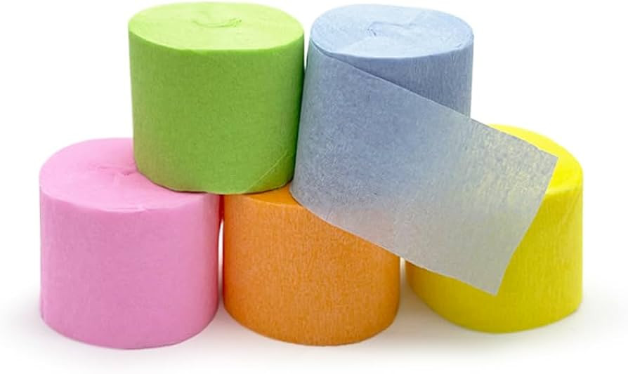 10 x Pastel Streamers by Kissymix - Pack of Ten Colourful Crepe Paper Pastel Streamers for Birthd... | Amazon (UK)