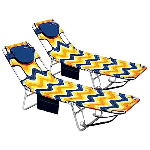SUNNYFEEL Beach Lounge Chair, Backpack Reclining Beach Chairs Lay Flat, Sun Face Down Tanning Chair, Folding Camping Chairs Portable Camp Cot with Backpack Straps for Outdoor/Picnic/Lawn | Amazon (US)