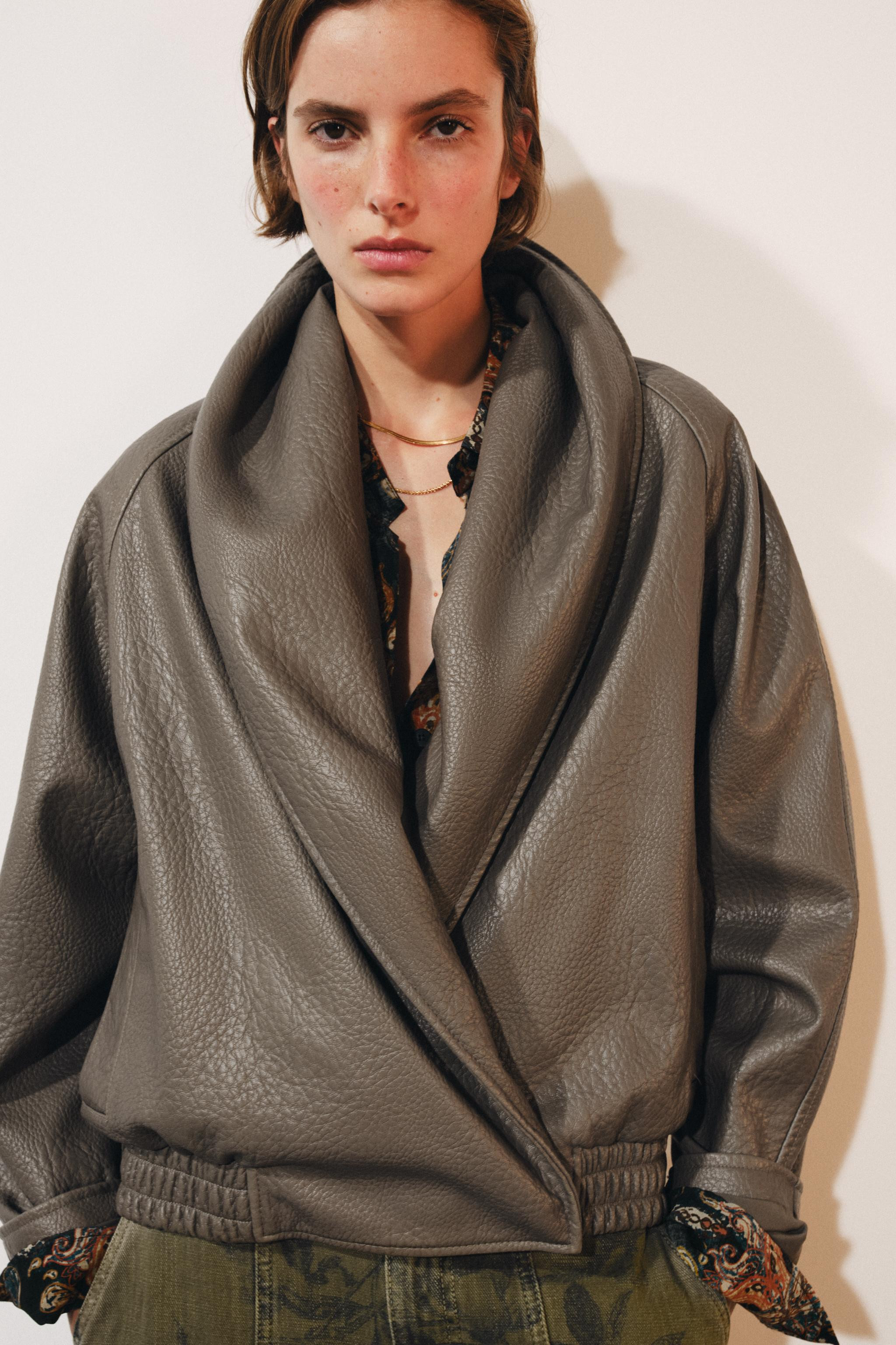 ZW COLLECTION LEATHER EFFECT DOUBLE-BREASTED JACKET | Zara UK