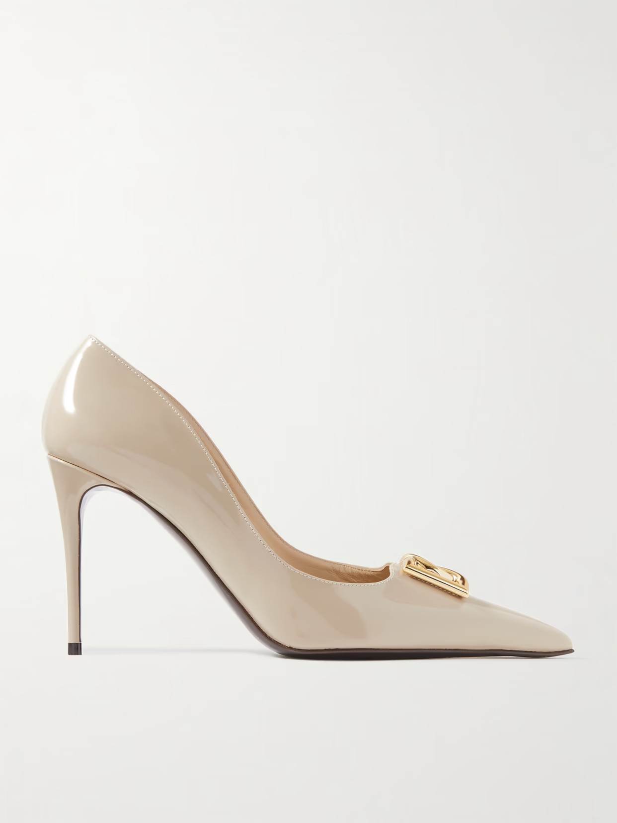 Dolce & Gabbana - Formale Embellished Patent-leather Point-toe Pumps - Off-white | NET-A-PORTER (US)