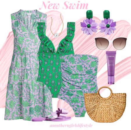 From the Water to Dry Land aka to Eat with this year’s Green/Lavender trend! 

Earrings are BriannaCannon.com & my discount code is: 10Anna 

New Tiered Coverup Dress, New Ruffle Shoulder V-neck One Piece Swimsuit (there’s a tankini version of this pattern. Linked it), Lavender One Piece (has detachable strap), Pearl Pendant Necklace, White Sunglasses, Laneige Lip Balm, Straw Tote & Bow Sandals

Resort Wear. Vacation Outfits. Travel  JCrew Factory. Target. Anthropologie. Amazon. 

#LTKstyletip #LTKswim #LTKSeasonal