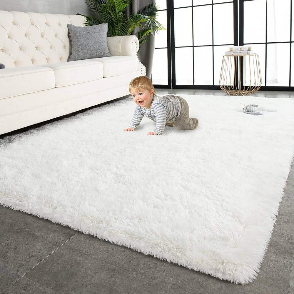 TWINNIS Super Soft Shaggy Fluffy Carpets 4x5.9 Feet, Indoor Modern Plush Area Rugs for Living Roo... | Amazon (US)