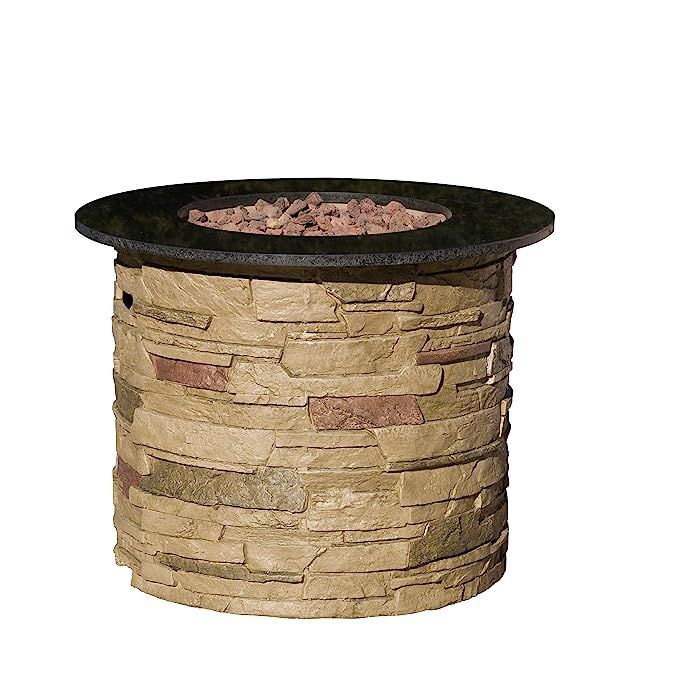 Christopher Knight Home 296658 Rogers Round Stone Fire Pit Table, 32” Propane Gas Patio Heater ... | Amazon (US)