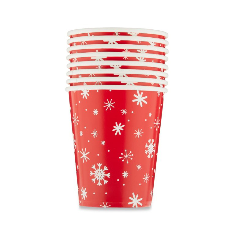 3.125 Dia x 3.625 in H, 9 Ounce, 8 Count Snowflake Disposable Paper Cup, Christmas, Partyware, Pa... | Walmart (US)
