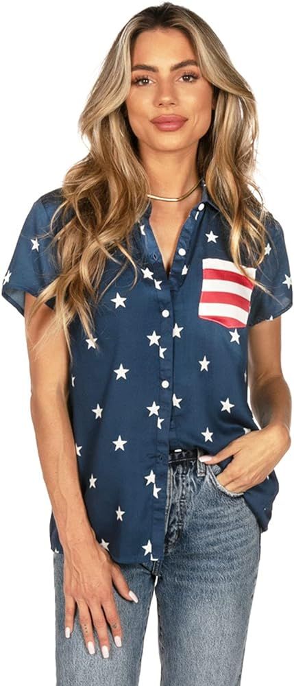 Tipsy Elves 4th of July Shirts for Women - Patriotic Women's Button Down Shirts | Amazon (US)