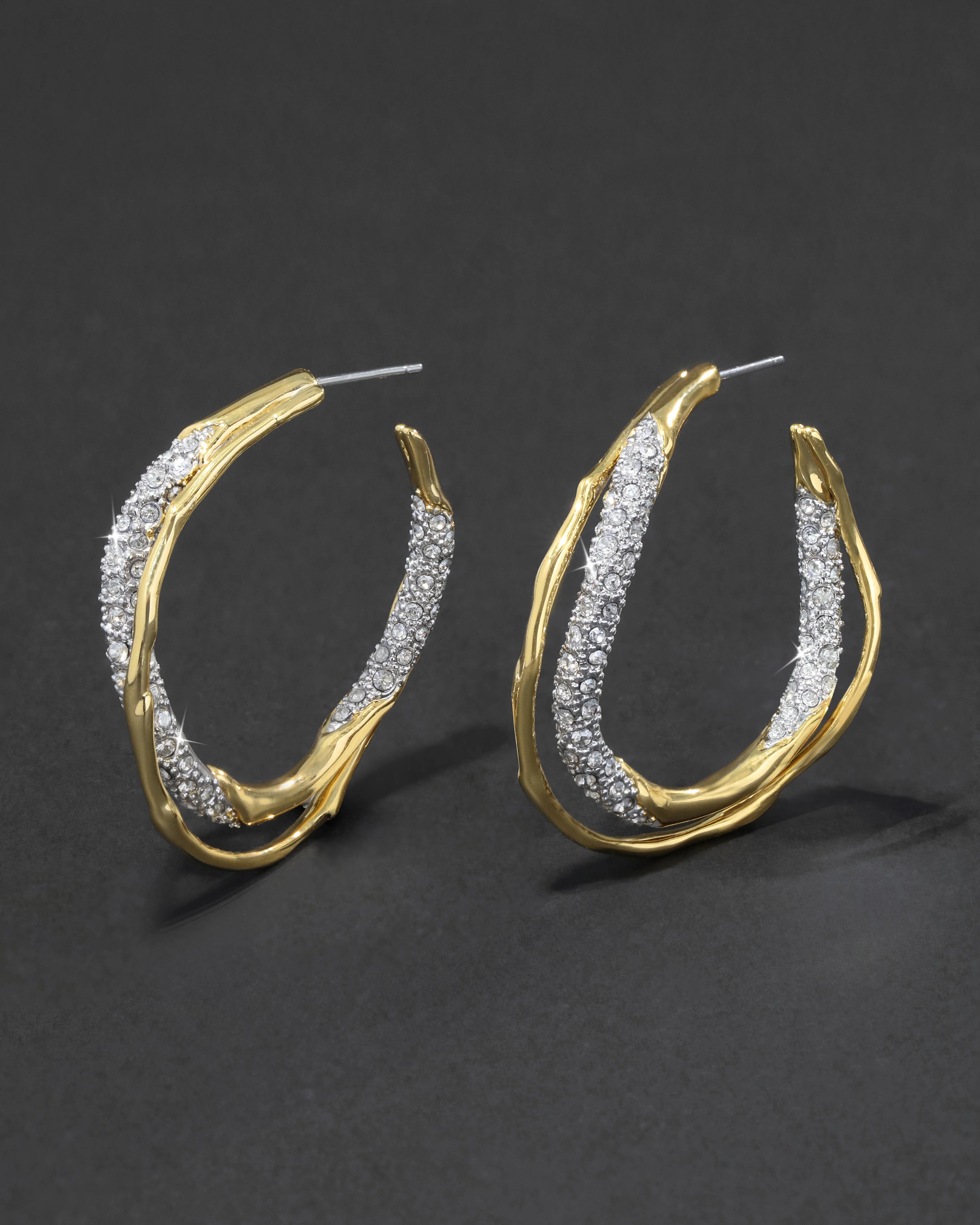 Solanales Gold Crystal Twist Hoop Earrings | Alexis Bittar | Alexis Bittar