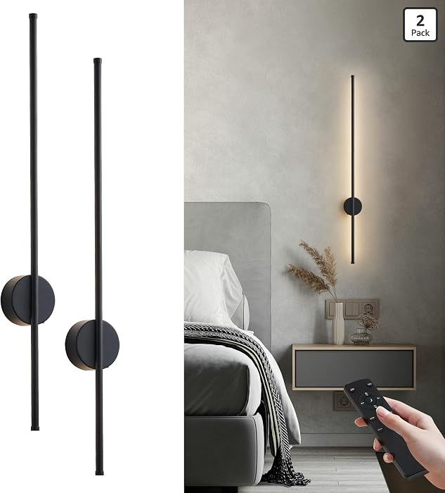 Battery Operated Modern Wall Sconces, Dimmable Wireless Wall Light Set of Two with Remote Control... | Amazon (US)
