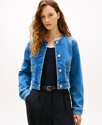Women's Denim Mid Blue Pocket Lady Jacket | Macy's