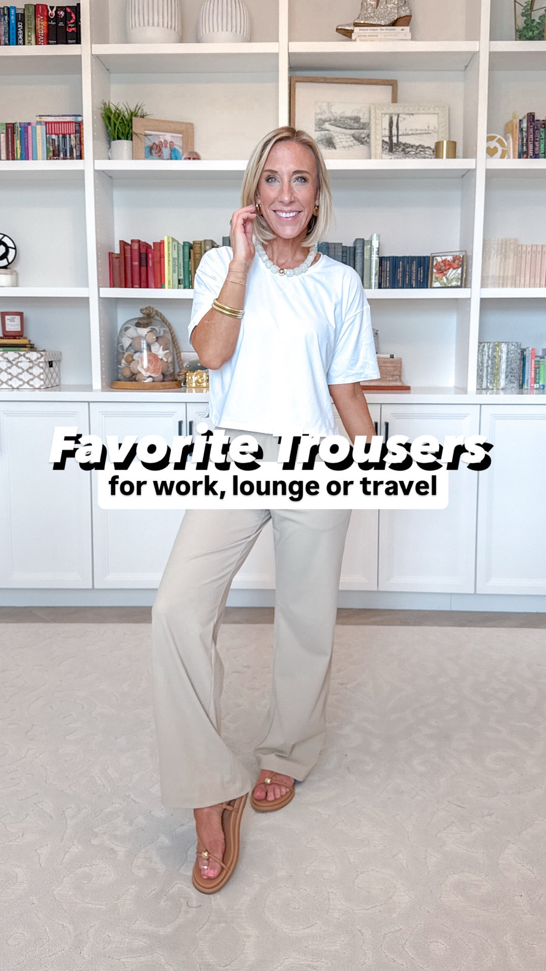 Favorite Trousers - for work, lounge or travel
🚨Use code G4FREE10 for 10% off the pants.
1. Wide Leg Yoga-Work Pants - size small, 29" Inseam. (“Cameo”). 30+ colors.
* Flower Short Sleeve Sweater - size small.
2. Wide Leg Yoga-Work Pants - size small, 29" Inseam. (“Dark Forest Green”). 30+ colors.
* Floral Short Sleeve Sweater - size small
3. ShiftReady Wide Leg Pant - size XS, regular. (“Light Khaki”). 8 colors.
* UPF 50+ Short Sleeve Quick Dry Boxy Crop T-Shirt - size XSmall. 12 colors.
* Cropped Denim Jacket - size XS.
ShiftReady Wide Leg Pant - size XS, petite. (“Dark Navy”). 8 colors.
* Crochet Cap Sleeve Top - Size Small.

#LTKWorkwear #LTKTravel #LTKOver40