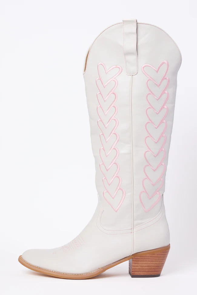Mila Ivory Heart Cowboy Boots | Pink Lily