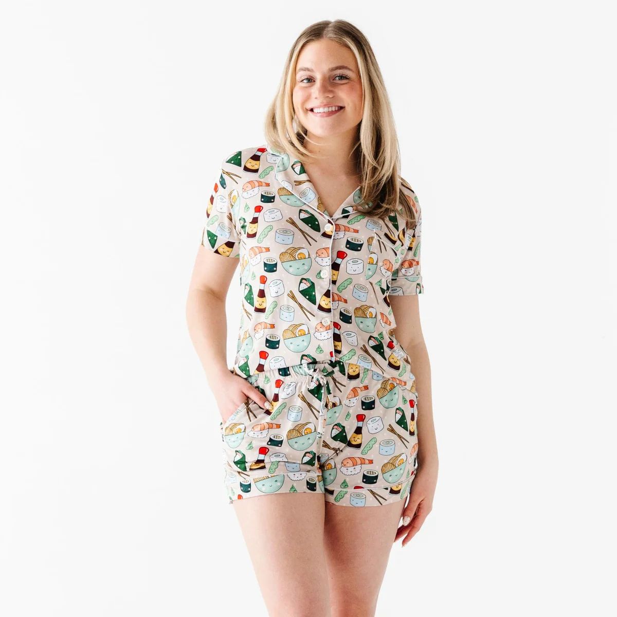 On a Seafood Diet Women's Collar Shirt & Shorts Set | Bums & Roses
