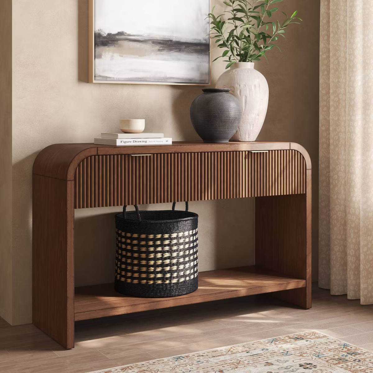 Lupine Reeded Console Table with Two Drawers Dark Brown - Threshold™ | Target