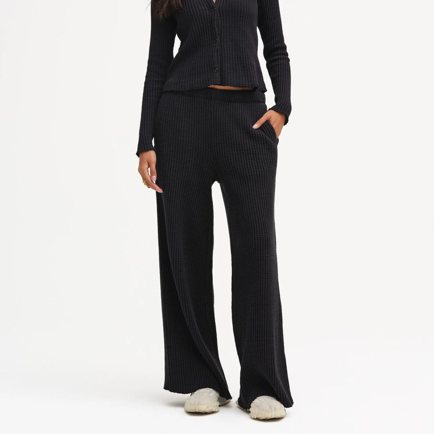 Organic Waffle Wide Leg Sweatpant | MATE The Label