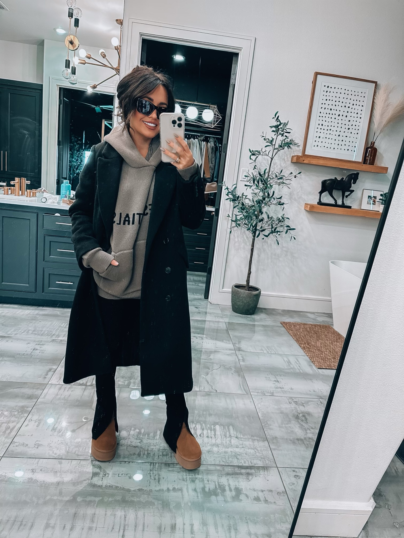 All neutral outfit for fall and winter! 

Winter outfit - platform ugg boots - coats for winter - hoodies for winter - looks for less - split leggings - winter outfit 

#LTKstyletip #LTKHoliday #LTKfit