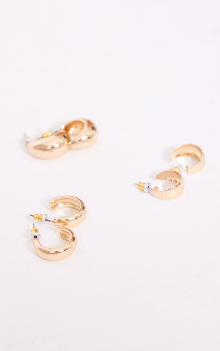 Gold Classic Simple Mutlipack Earrings | Pretty Little Thing (Australia & New Zealand)
