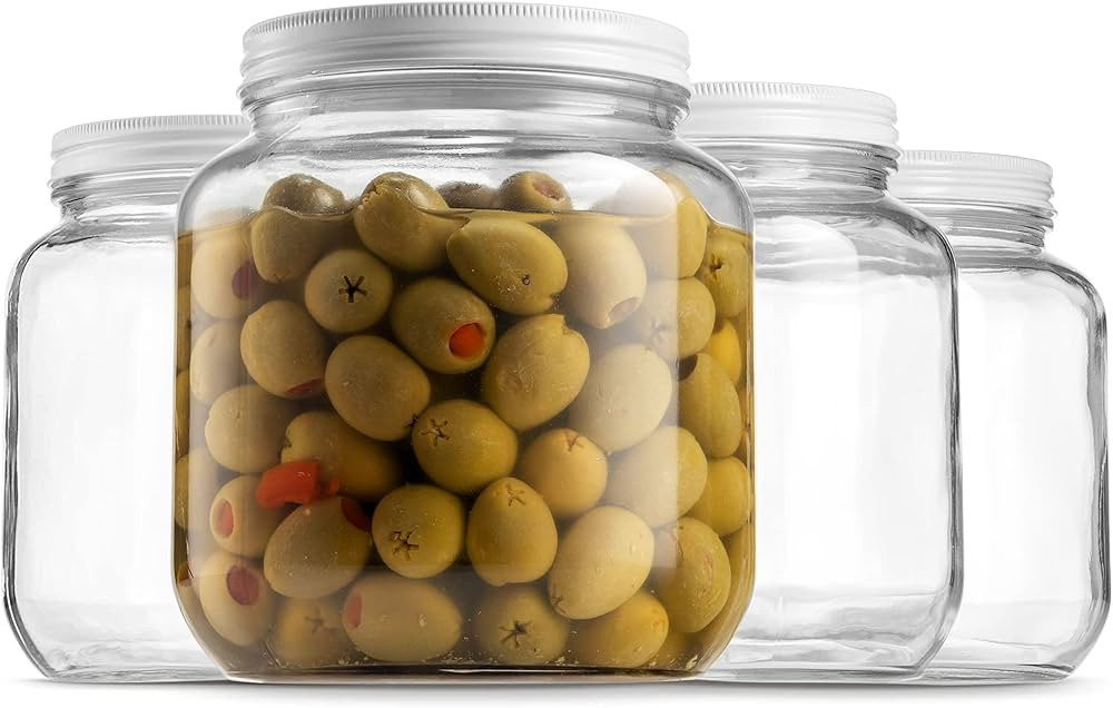 Paksh Novelty Wide Mouth Glass Mason Jar 64 Oz - 4 Pack - Wide Mouth, Airtight Lid, USDA Approved... | Amazon (US)