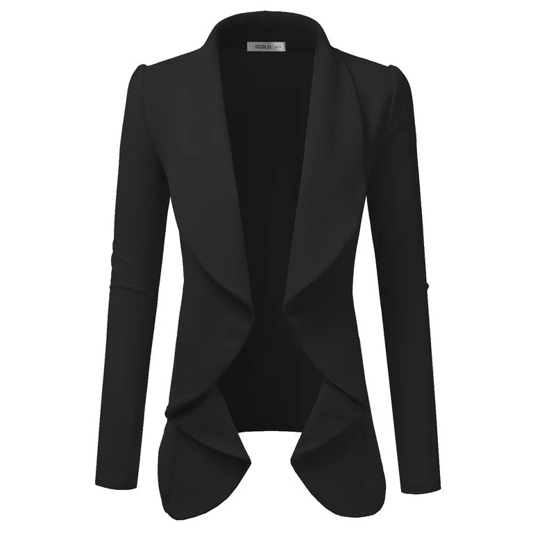 Doublju Women's Long Sleeve Draped Wide Shawl Lapel Blazer with Plus Size | Walmart (US)
