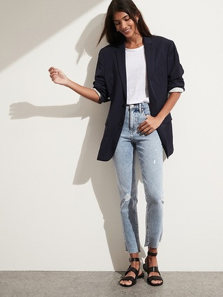 Petite High-Rise Slim Jean with Fray Hem | Banana Republic (US)