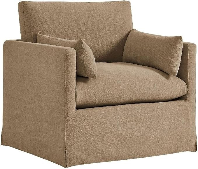 Modway Wellfleet Linen-Blend Slipcovered Armchair in Almond – Upholstered Fabric Accent Chair w... | Amazon (US)
