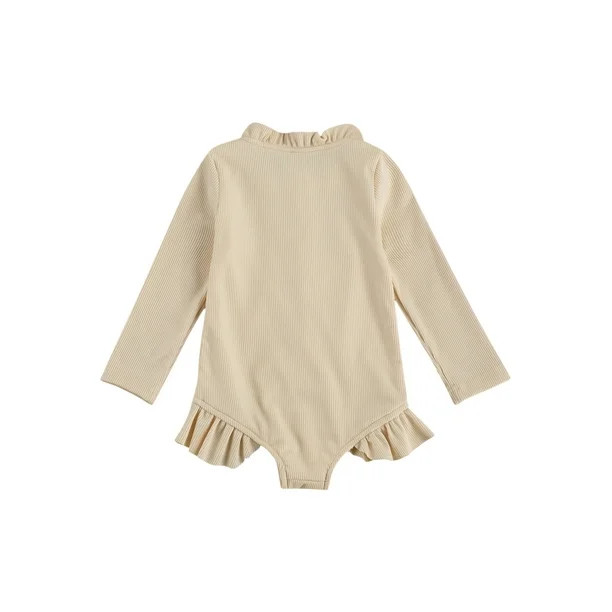 jaweiw 1 2 3 4 5T Toddler Little Girl One Piece Swimsuit Ruffled Long Sleeve Zip Up Rash Guard Sw... | Walmart (US)
